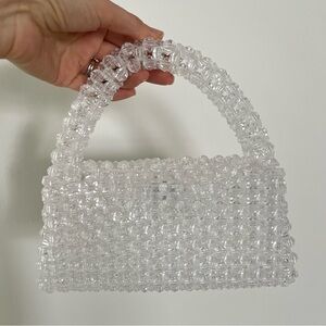Beaded clear crystal hand-made mini bag, brand new, one-of-a-kind